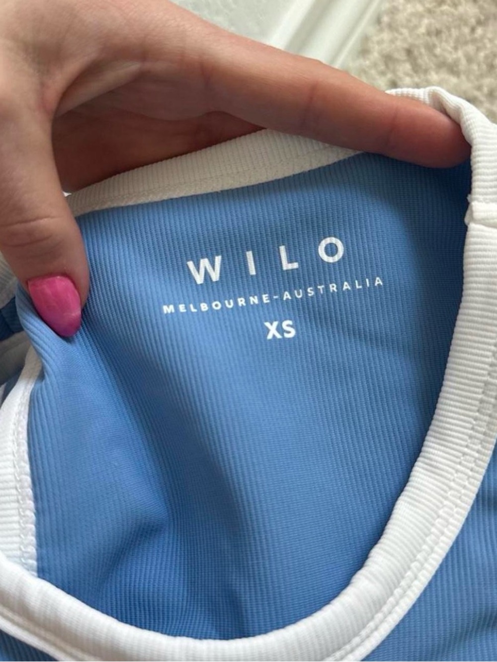 Wilo Blue Athletic Crop Top & Bike Shorts Set - Picture 5 of 5